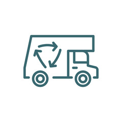 recycling truck icon. Thin line recycling truck icon from transportation collection. Outline vector isolated on white background. Editable recycling truck symbol can be used web and mobile