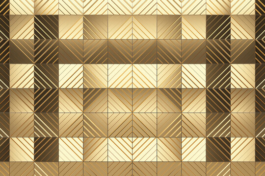 Gold square abstract background, Grunge surface, 3d Rendering
