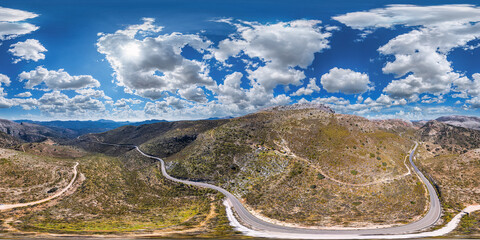 above the spanish mountain pass route andalusia airpano equrectangular vr