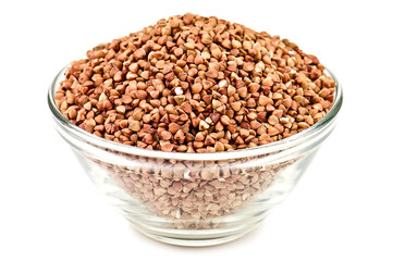 Ripe buckwheat on white background