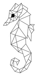 Geometric seahorse. Sea animal logo.