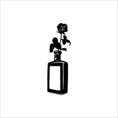 vector illustration of a rose in a bottle