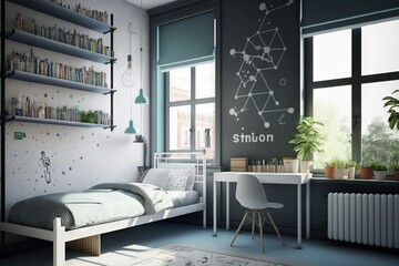 Children bedroom in style of science laboratory