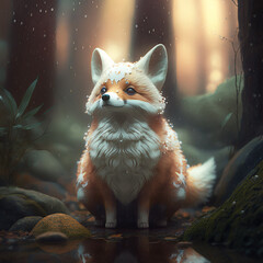 Little Fox Cartoon created with Generative AI Technology