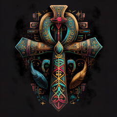 Abstract Colorful Ankh Cross Symbol Inspired by Ancient Egypt - Atenvalley.com