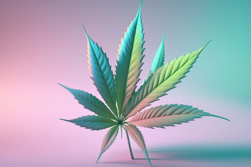trendy 3d modern pastel color marijuana cannabis leaf made by generative ai