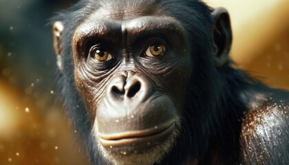  a close up of a monkey with a blurry background.  generative ai