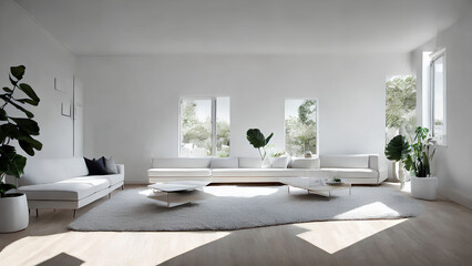 Fototapeta na wymiar modern interior on living room with sofa seat , generative art by A.I