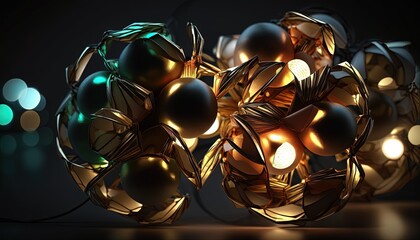  a bunch of lights that are sitting on a table in the dark.  generative ai
