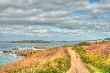 Belle vue sur la côte de granit rose à Landrellec en Bretagne - France