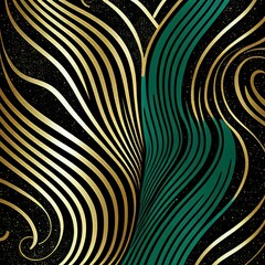 abstract Green and Gold Curvy Lines background