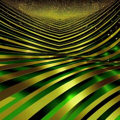 Gold 3D Lines Green Abstract Background