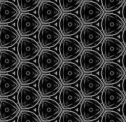 Black and white seamless pattern texture. Greyscale ornamental graphic design. Mosaic ornaments. Pattern template. Vector illustration. EPS10.