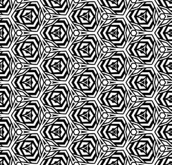 Black and white seamless pattern texture. Greyscale ornamental graphic design. Mosaic ornaments. Pattern template. Vector illustration. EPS10.