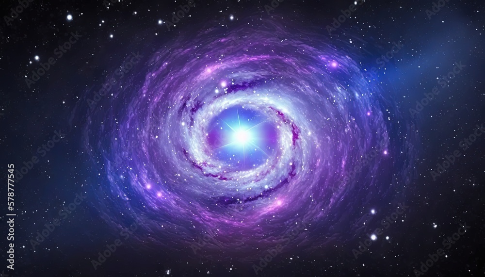 Wall mural a purple and blue spiral shaped object in the middle of the night sky. generative ai