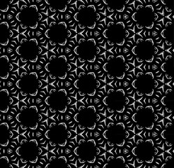 Black and white seamless pattern texture. Greyscale ornamental graphic design. Mosaic ornaments. Pattern template. Vector illustration. EPS10.