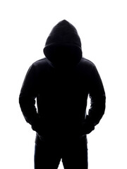 Man in Hood silhouette. Boy in a hooded sweatshirt