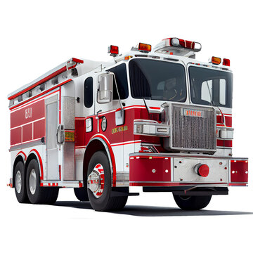 Red fire truck on a transparent background. generative AI