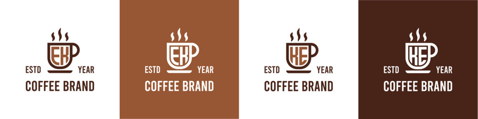 Letter EK and KE Coffee Logo, suitable for any business related to Coffee, Tea, or Other with EK or KE initials. - obrazy, fototapety, plakaty