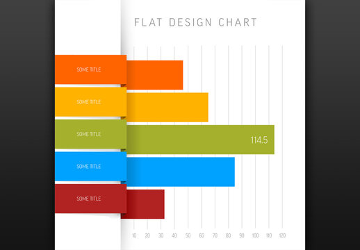 Infographic horizontal block chart report template with paper labels