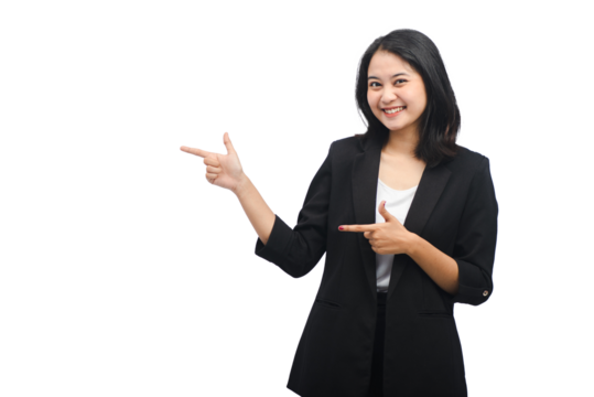 Young Business Woman Pointing Isolated