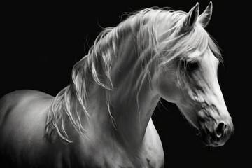 Fototapeta na wymiar Featured here is a high contrast white horse. Generative AI