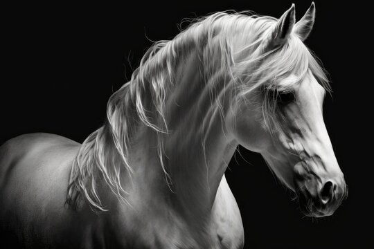 Featured here is a high contrast white horse. Generative AI