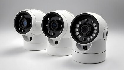 Set CCTV Camera for video surveillance on white isolated background. Concept Smart Home. Generation AI