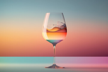glass of wine with a modern pastel backdrop made by generative ai
