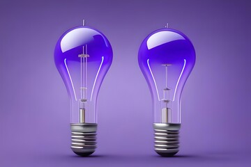 Image Of Lightbulb With Purple Stains On Purple Background, Created Using Technology. Generative AI