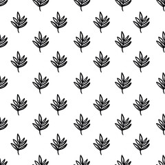 seamless black and white pattern with flowers 