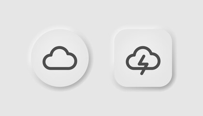 Cloud icon in neumorphism style. Icons for business, UI, UX. Weather symbol. Strike, button, light, cloudy, rainy, cloud data. Neomorphic style. Vector illustration.