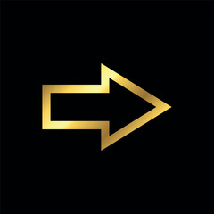 Gold Color Arrow Icon Vector Template