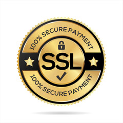 SSL Certified gold and black label vector illustration 