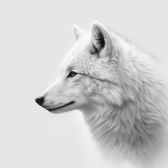 White wolf on a white background