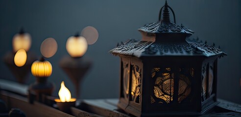  closeup of Ramadan lanterns Ramadan Kareem	
