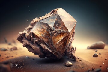 Mined rough diamond or other precious stone. The idea of digging for and retrieving precious metals or minerals. Generative AI