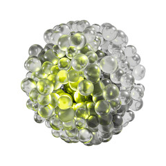 a close up of a bunch of glass balls, a computer rendering, yellow and green scheme, silver iodide, half - body composition, creating a soft