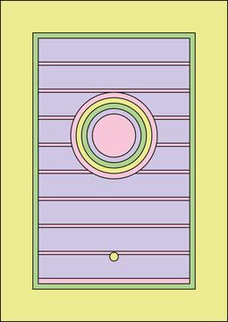 This poster's clean, white circle stands out against the soothing blue background. Sharp, exact lines are used to draw the circle, giving it an abstract, contemporary appearance. The benefit of using 