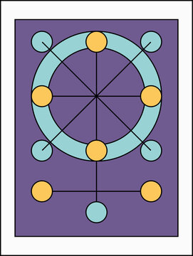 This poster's clean, white circle stands out against the soothing blue background. Sharp, exact lines are used to draw the circle, giving it an abstract, contemporary appearance. The benefit of using 
