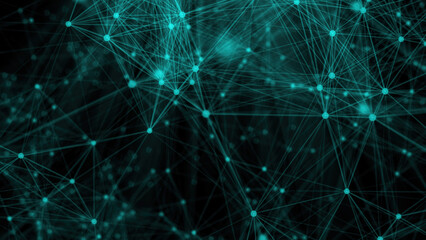 Naklejka na ściany i meble Floating Green Plexus Background. Data transfer in network connection. Abstract data background. 