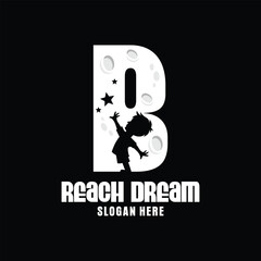 Letter B Reach Dream Logo Design Template Inspiration, Vector Illustration.