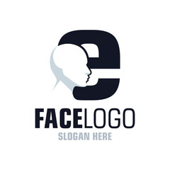 Letter E Face Logo Design Template Inspiration, Vector Illustration.
