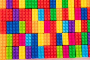 Colorful plastic building block patterns isolated. Toy for children