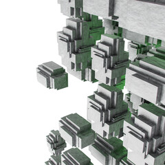 3D abstract buildings - green and modern - perfect for architectural projects and spatial visualizations.