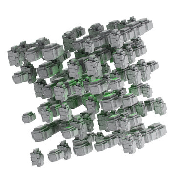 Experience the beauty of abstract architecture with this high-quality stock image, showcasing 3D green buildings ideal for visualizing space and planning projects