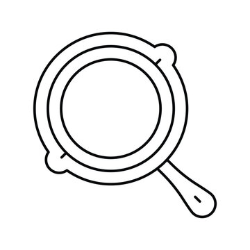 Cast Iron Skillet Kitchen Cookware Line Icon Vector Illustration