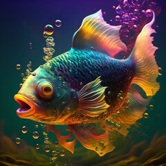 Fototapeta na wymiar Colorful Fish, Hyperrealistic Illustration, Insane Graphics, Realistic Animal