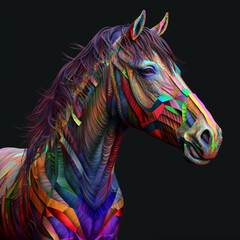 Colorful Horse, Hyperrealistic Illustration, Insane Graphics, Realistic Animal