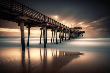 Fototapeta na wymiar pier at sunset - Illustration created with generative ai